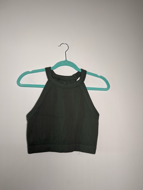 aerie Other - aerie Ribbed Halter Crop Top - Olive